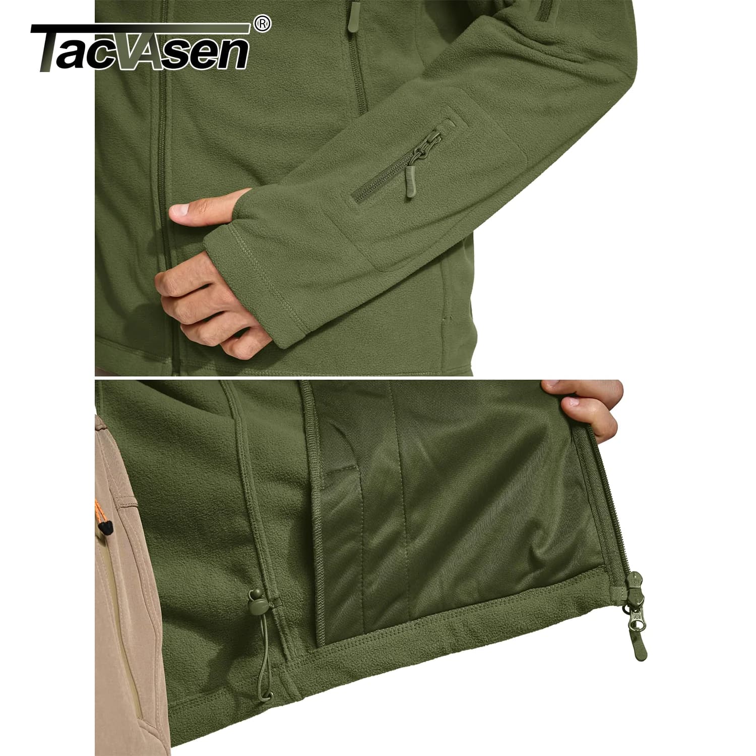 Veste polaire TACVASEN à capuche multi-poches - Vêtement technique pour pêche, randonnée et activités extérieures
