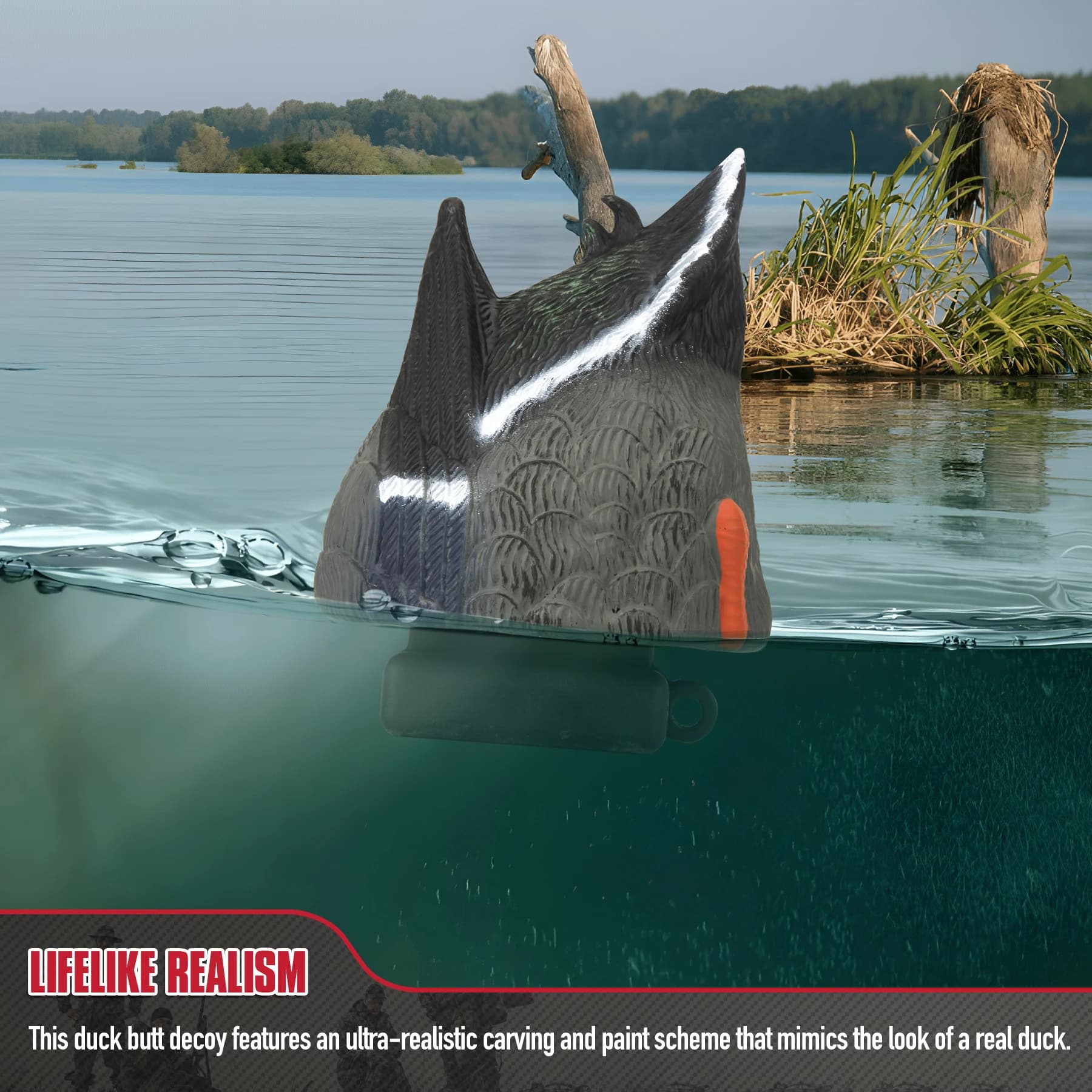 Leurre de queue de canard 3D avec quille lestée - Accessoire de chasse flottant et réaliste