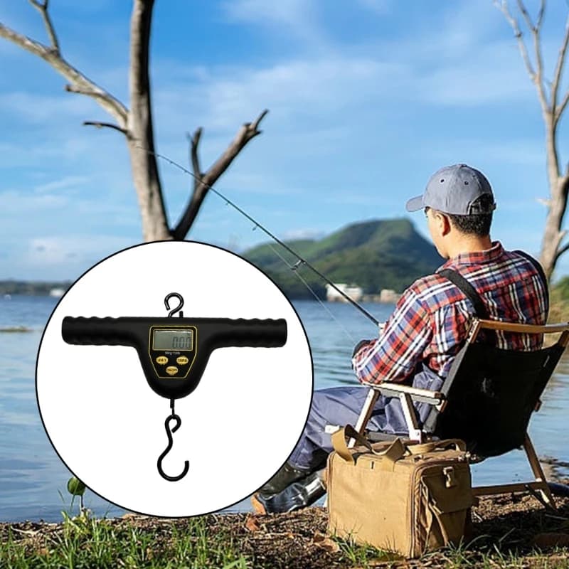 Balance de pêche digitale pliable 50kg avec écran LCD et crochet - Pèse-poissons ABS pour pêcheur extérieur