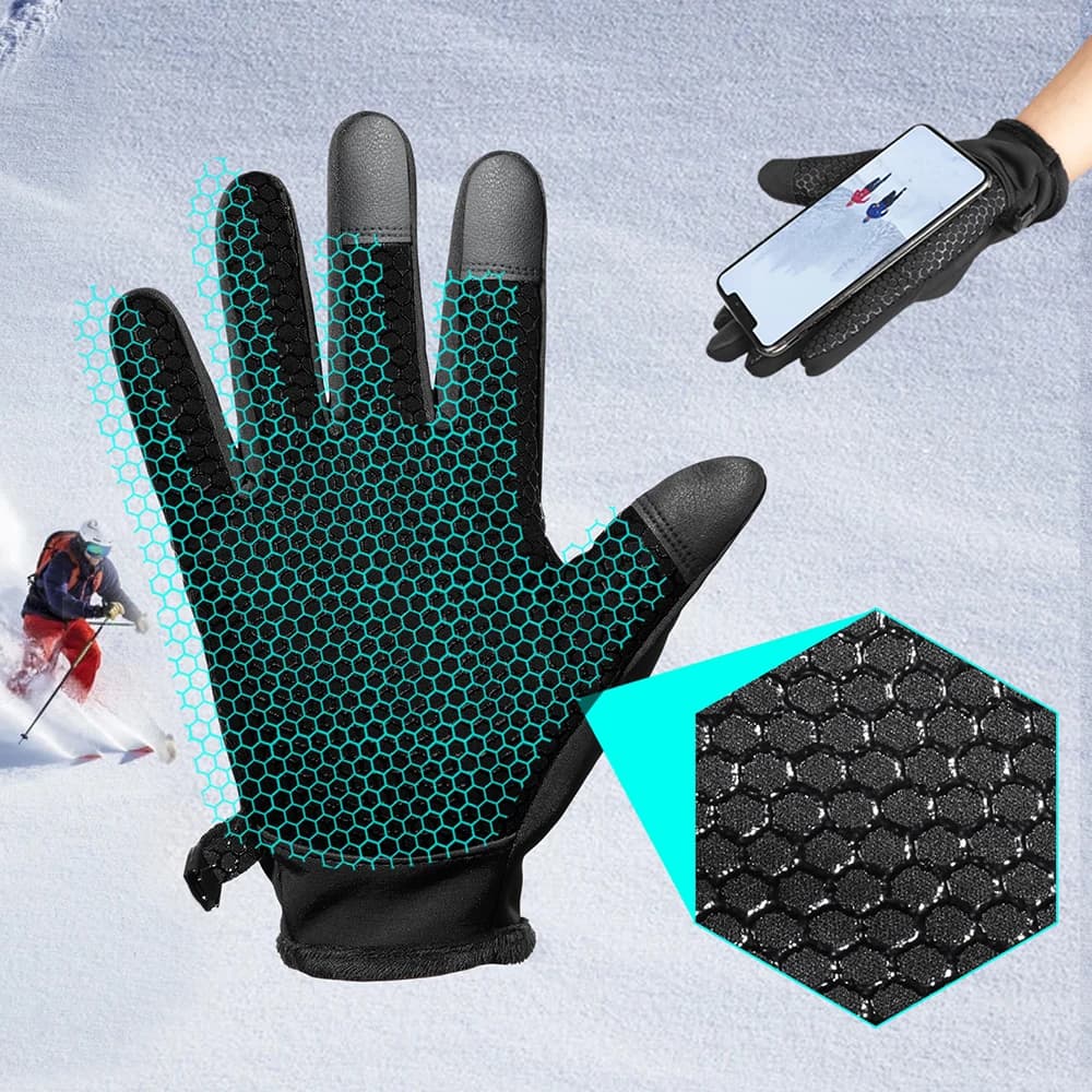 Gants d'hiver thermiques écran tactile pour ski et randonnée - Anti-dérapant et coupe-vent