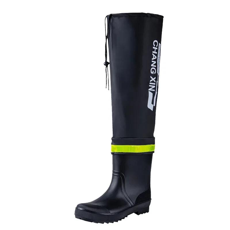 Bottes de pluie homme mode haute-tige long tube imperméable anti-dérapant couple pêche extérieur