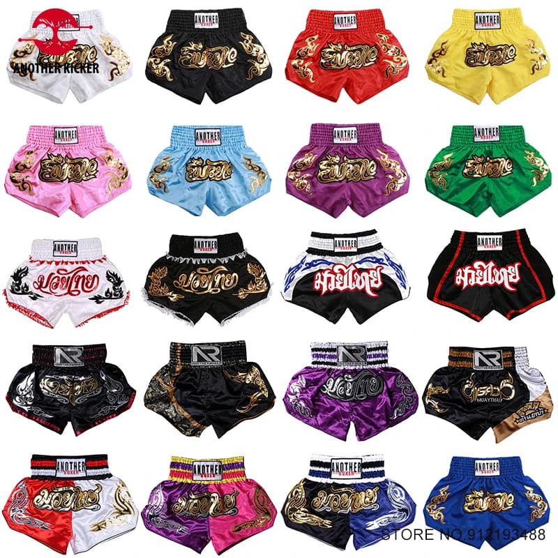 Short de boxe Muay Thai 2024 brodé pour entraînement, combat et arts martiaux homme femme enfant