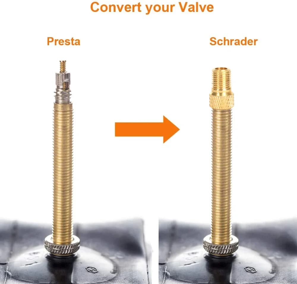 Adaptateur Presta vers Schrader cuivré - Convertisseur valve vélo pour pompes et accessoires pêche