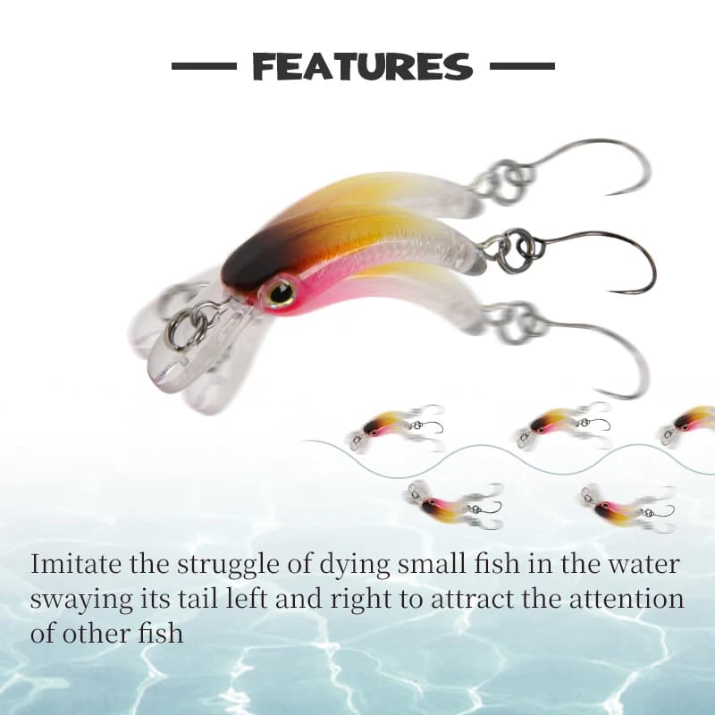 Leurre flottant mini truite LETOYO 1.2g, appât dur micro pour pêche de la truite, perche et black bass