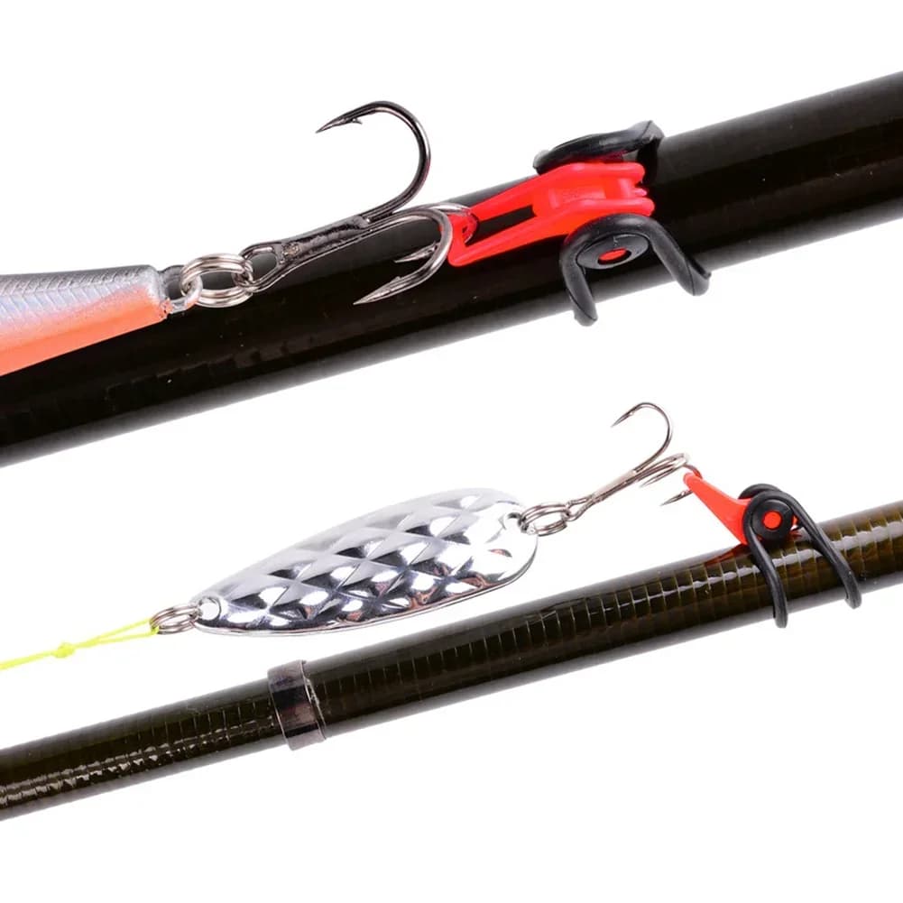 Porte-hameçons silicone canne pêche 10 pièces - Anneaux fixation appâts leurres sécurisée