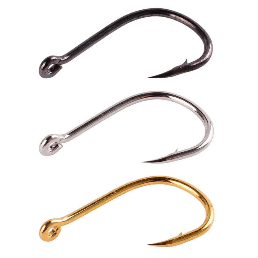Kit de 100 hameçons simples circulaires Aorace en acier carbone pour carpe, pêche à la mouche et mer