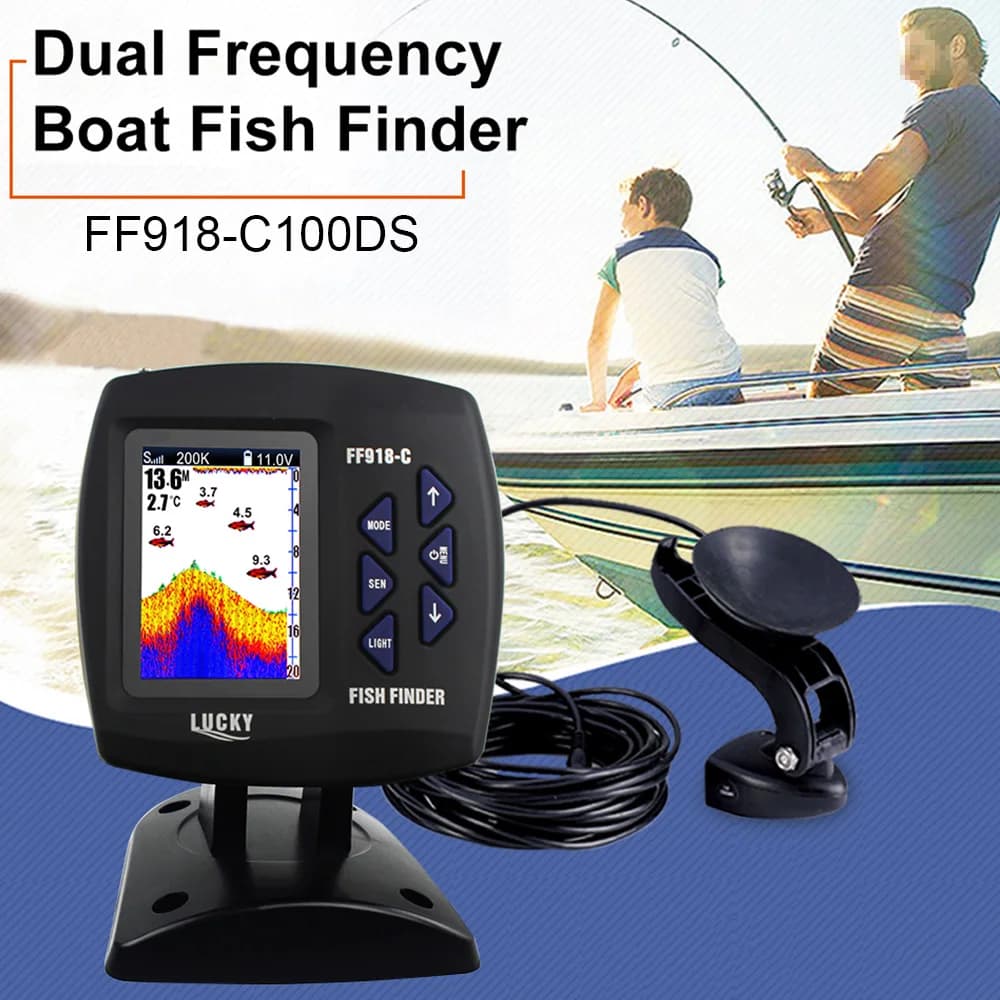 Détecteur poissons double fréquence LUCK Y FF918 écran couleur 100m sondeur écho-sondeur 2024