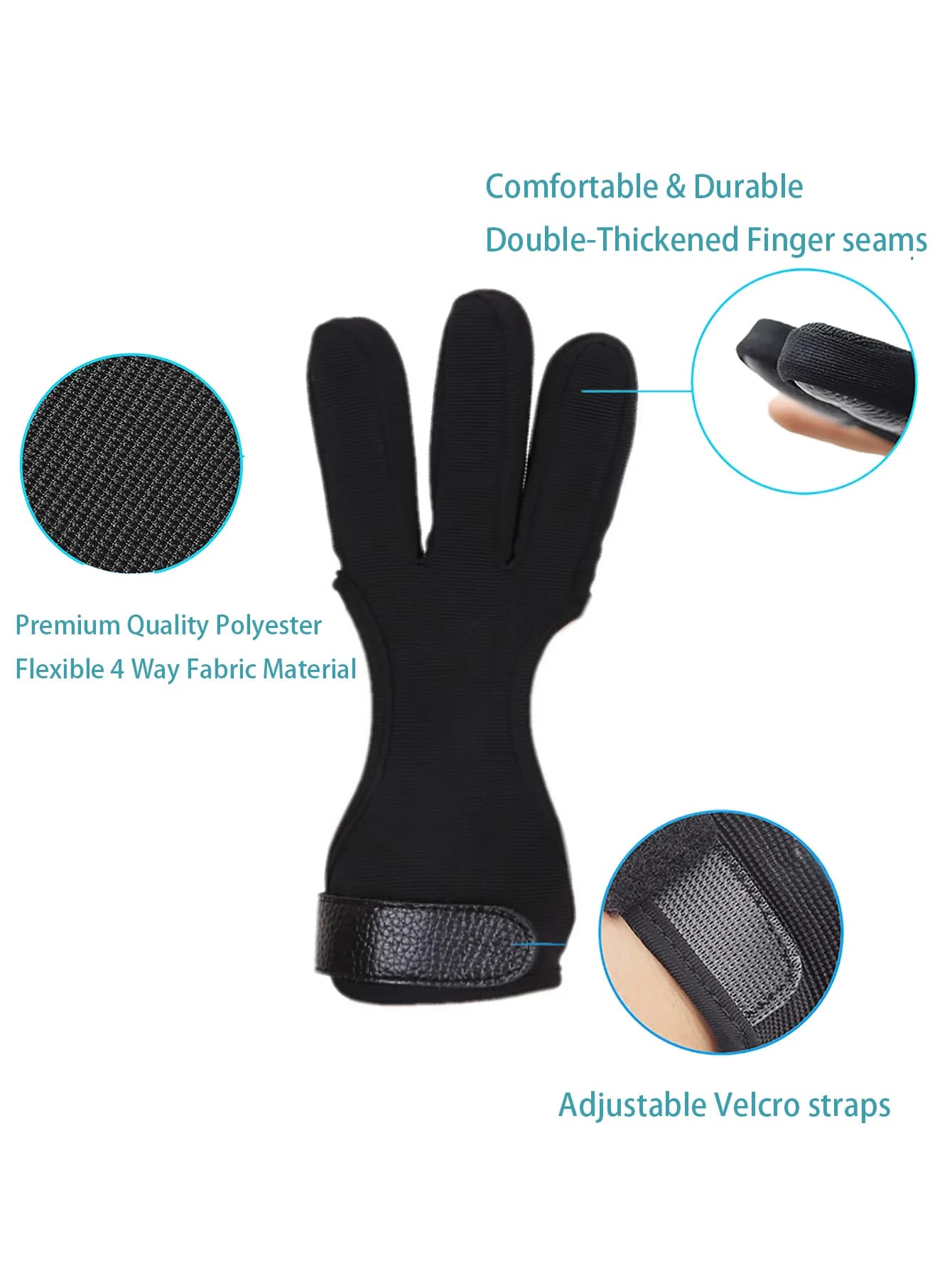 Gants de tir pêche trois doigts cuir protection débutants adultes adolescents accessoires chasse