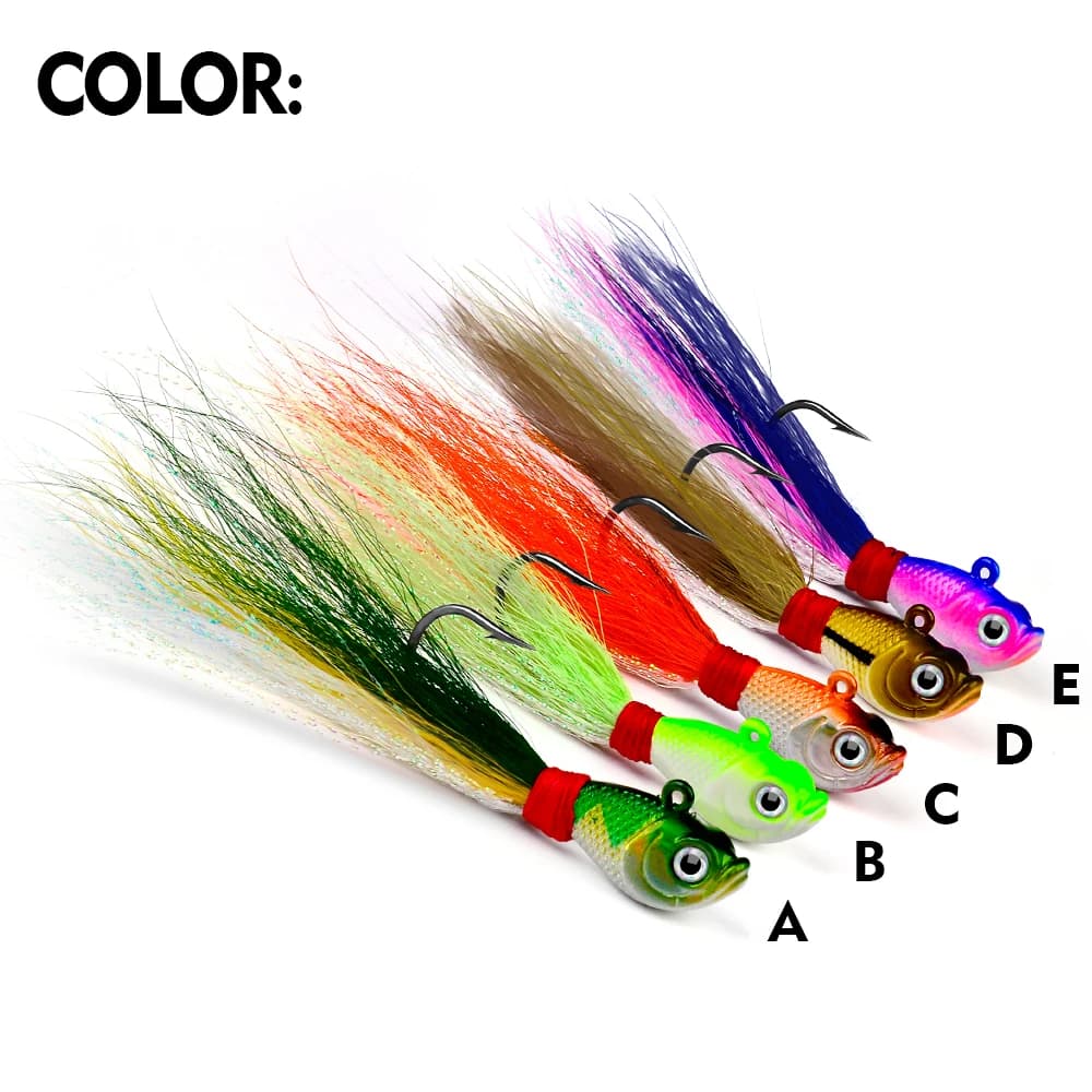 Leurre métal plume Jig Head 5 couleurs 7g à 56g pour leurre souple pêche en mer et rivière