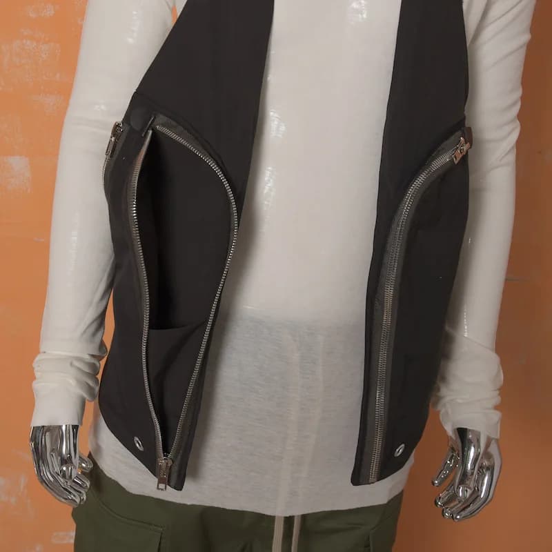 Gilet homme multi-poches à fermeture métallique noir - Design tendance pour pêche décontractée plein air
