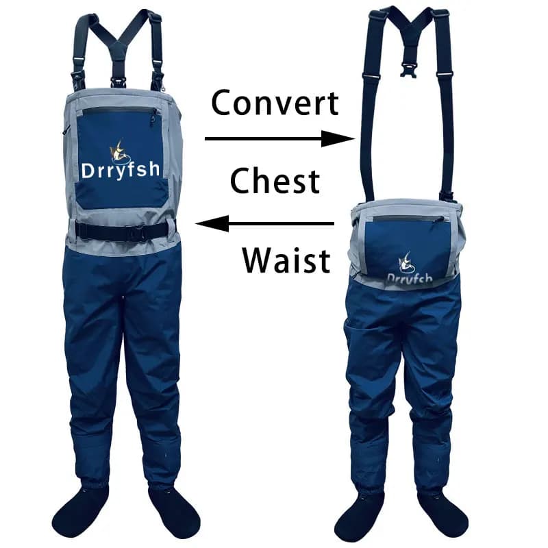 Waders respirants convertibles cuisse/poitrine pour hommes - Imperméables pêche chasse kayak