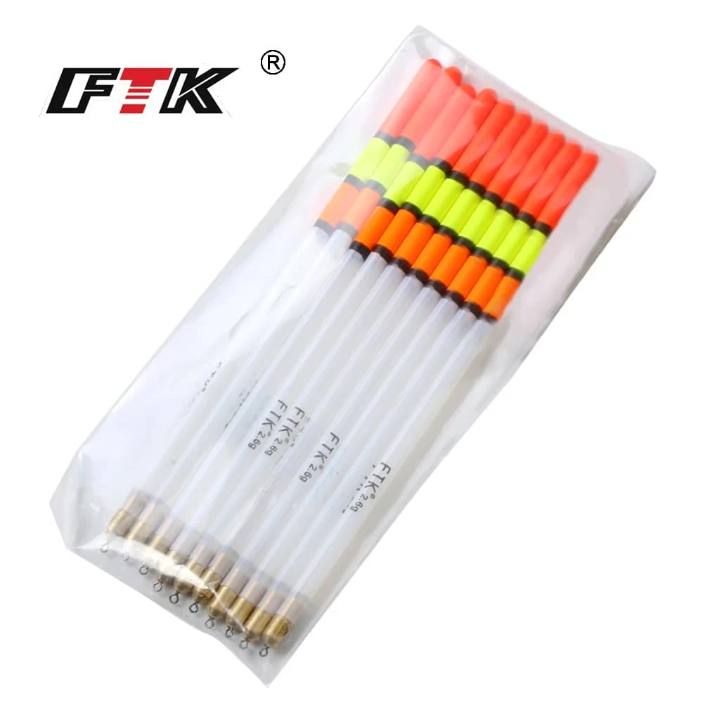 Lot de 10 Flotteurs en Plastique Transparent pour Carpe et Pêche au Coup, Mix Tubes 1.5g à 3.0g