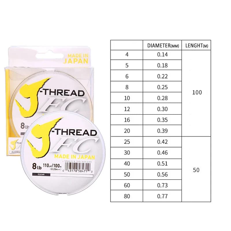 Leader fluorocarbone DaiwaJ 100% 100m/50m - ligne coulante transparente made in Japan