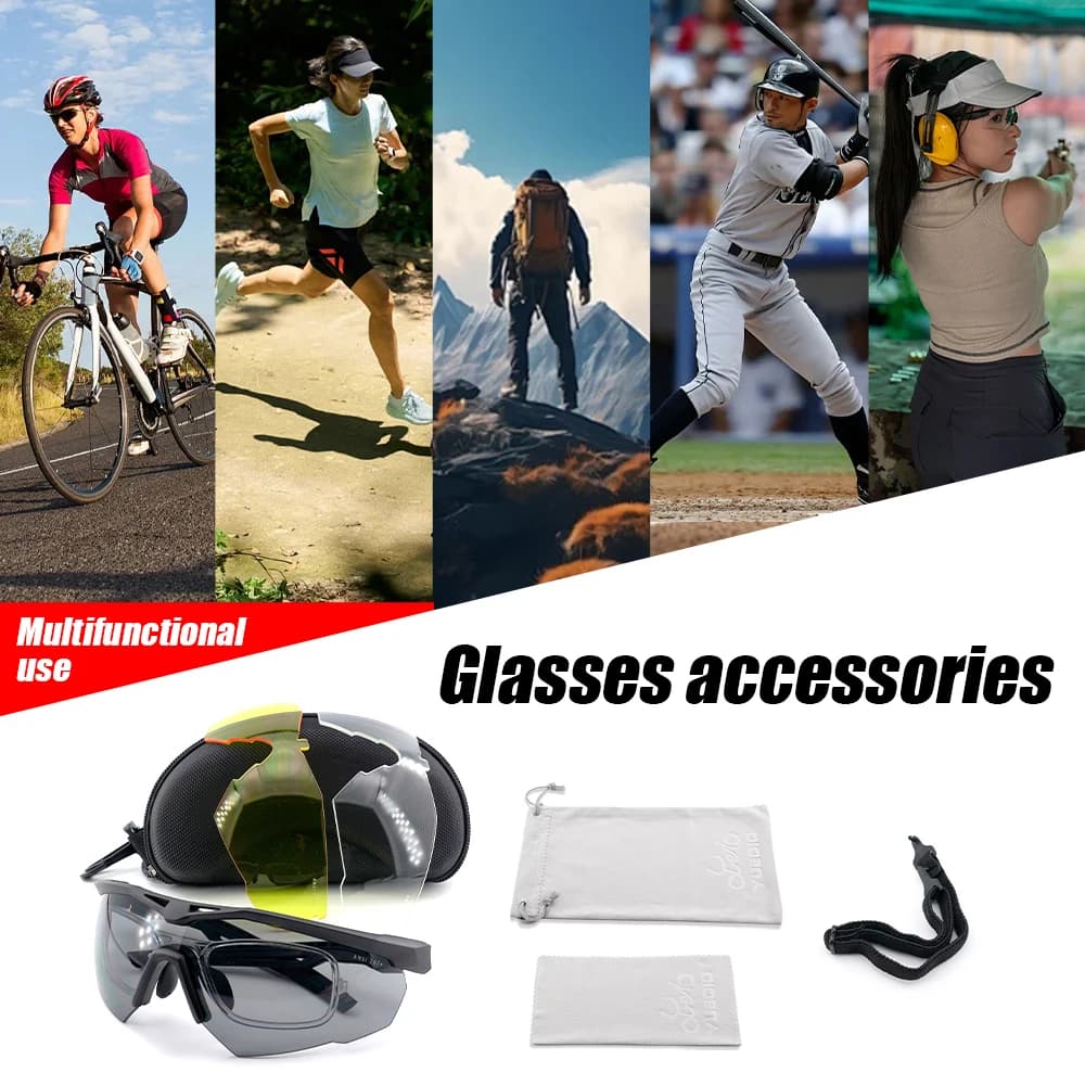 Lunettes tactiques pêche 3 verres anti-vent protection militaire pour pêche tous temps