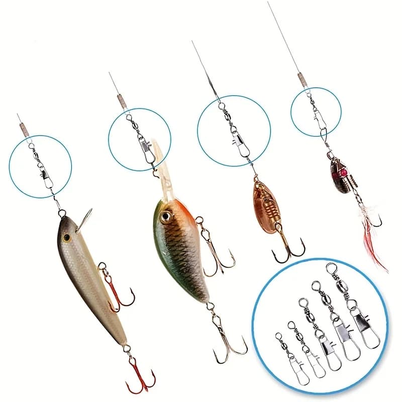 50/200 pièces barrel snap swivels avec roulements à billes pour connexion rapide des leurres pêche