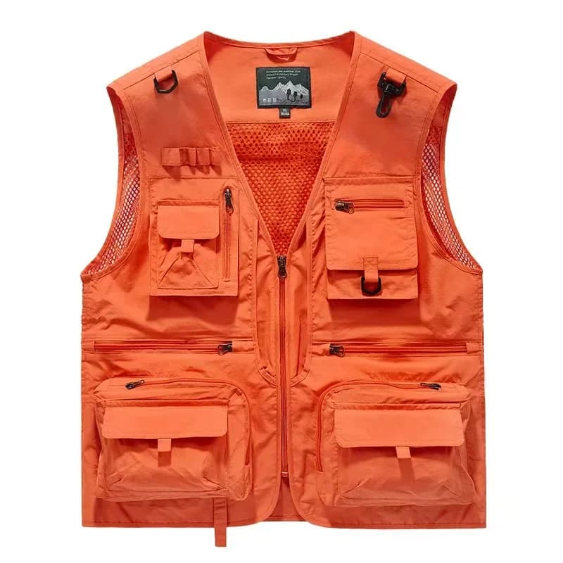 Veste de pêche tactique été homme 14 poches sans manches mesh cargo 6XL pour randonnée
