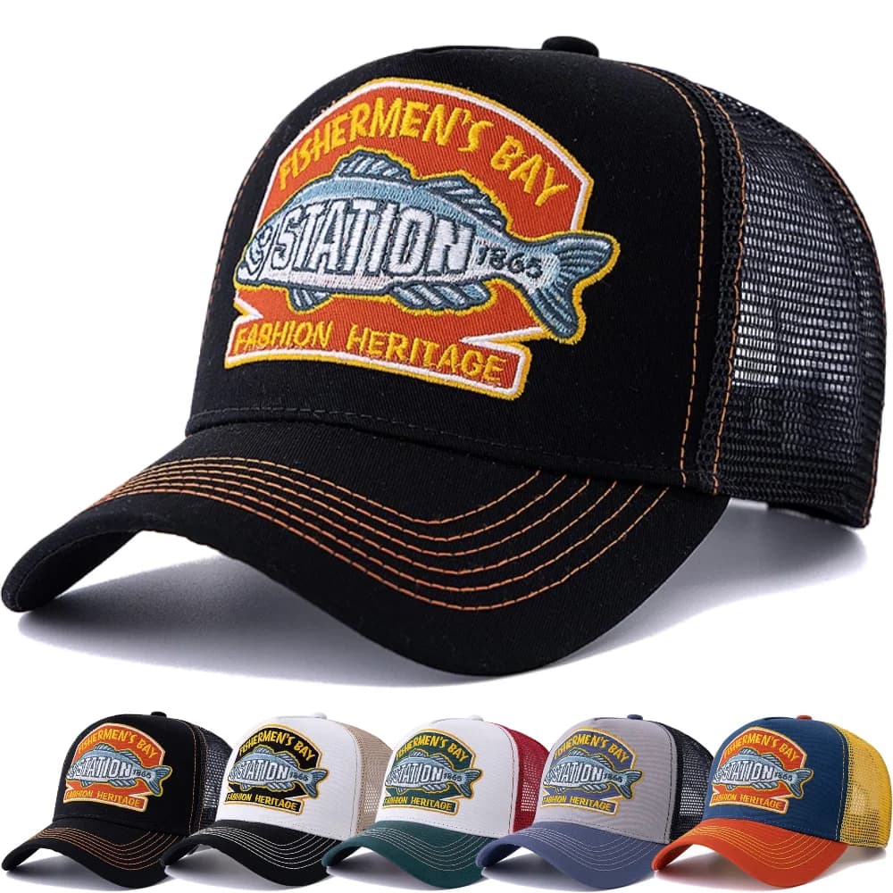 Casquette pêche été unisexe mesh respirant - Style big fish pour pêcheurs hommes et femmes - Chapeau outdoor