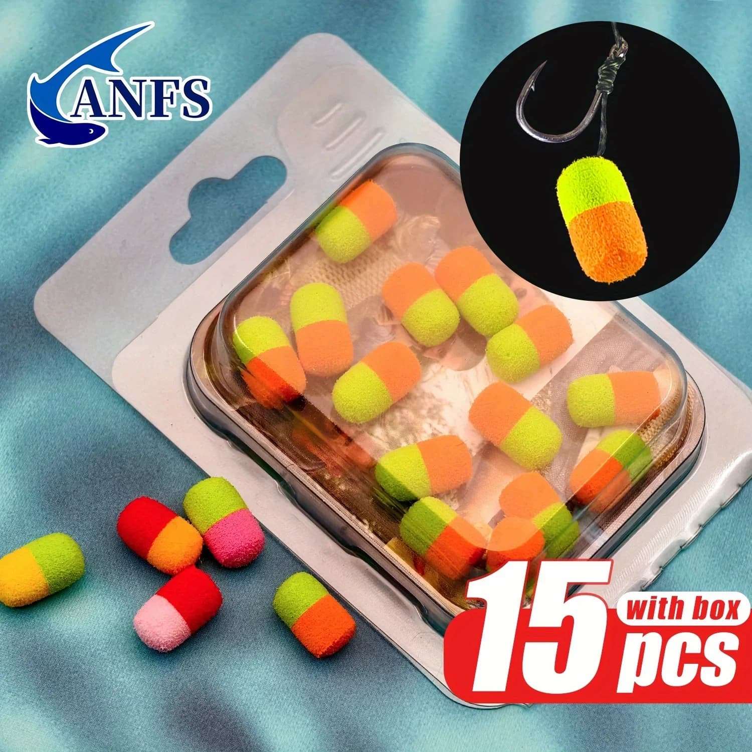 Boilies pop-up double couleur ANFS 15 pièces - appâts flottants pour pêche carpe au hair rig