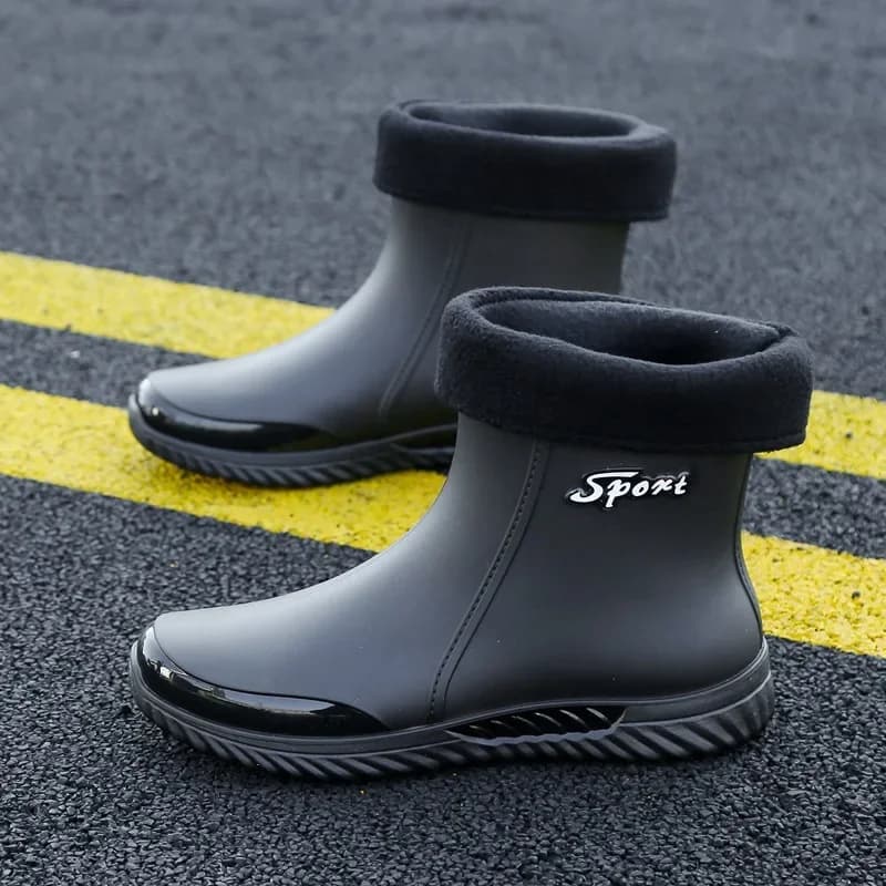 Chaussures de pluie homme mi-hautes anti-dérapantes pour pêche, travail et cuisine - Bottes résistantes
