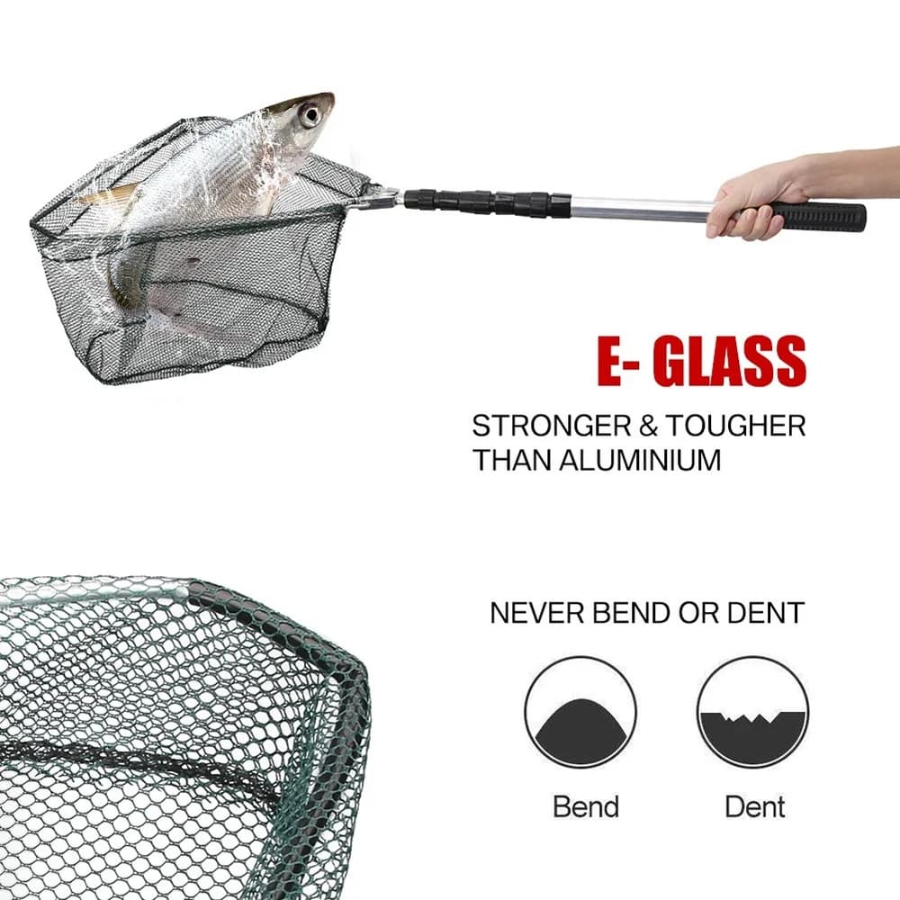 Filet de pêche aluminium télescopique durable 190 cm extensible pour capture et remise à l'eau en sécurité
