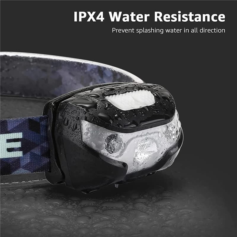 Frontale LED 4 modes avec capteur de mouvement main libre - Idéale pêche et camping nocturne