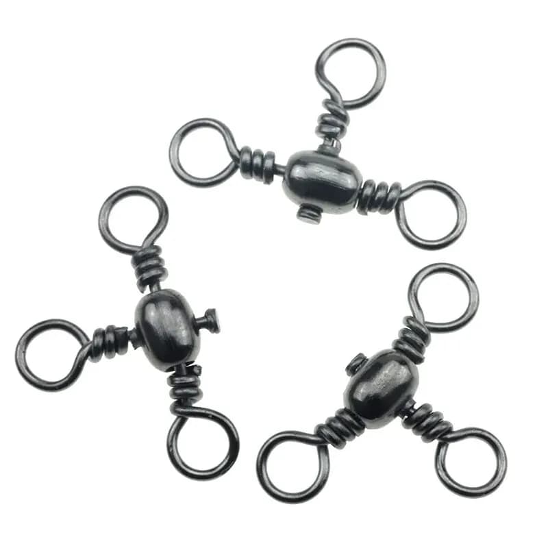 50 connecteurs triple branche nickelés pour pêche - Émerillons en T pour montages de pêche avancés
