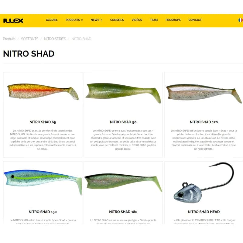 NITRO SHAD 65-150mm - Leurre souple nageur tête plombée pour bar, brochet et sandre