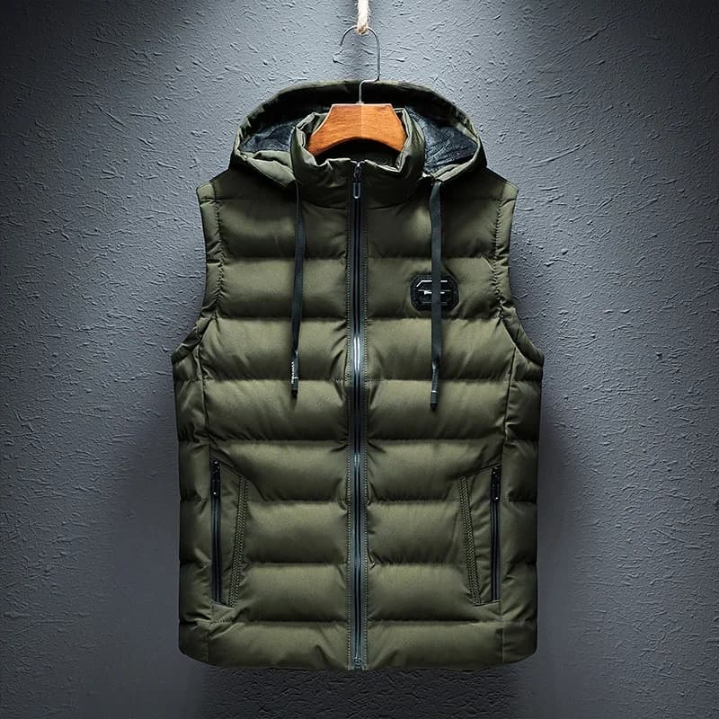 Veste sans manches homme capuche 6XL - Veste matelassée coton pêche casual mode vestes taille grande