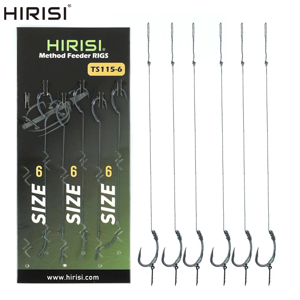 Bas de ligne prêts Hirisi TS115 - 6 montages pour pêche au feeder - Accessoires carpe