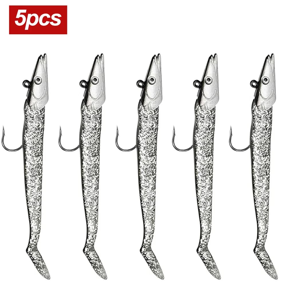 5 Leurres Souples avec Cuillère 10g/11cm - Wobblers Artificiels pour Pêche au Jig