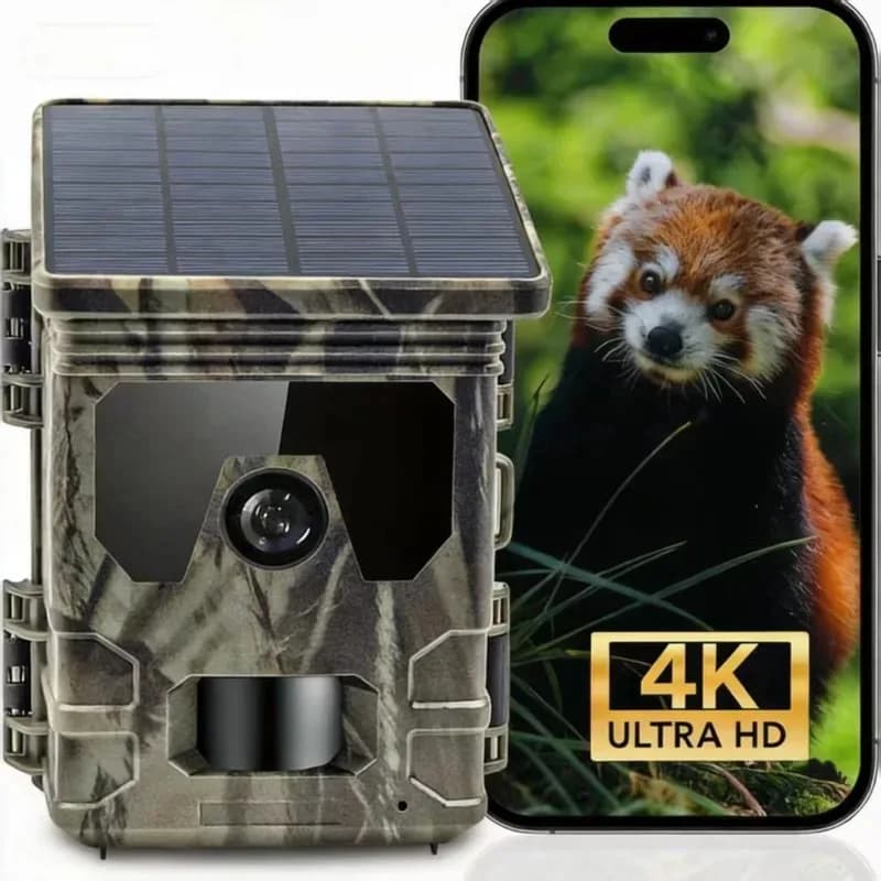 Caméra de chasse solaire 50MP 4K vision nocturne infrarouge étanche pour enregistrement photo et vidéo faunique