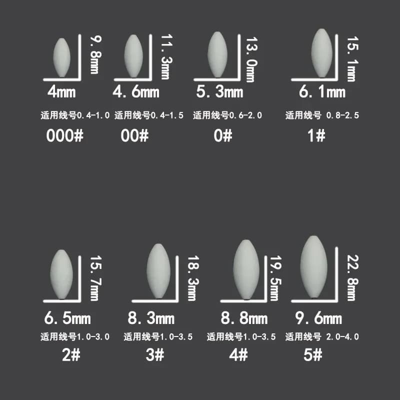 Lot de 5 flotteurs pêche blanc Seven Star, 8 tailles, accessoire montage B692 pour float beans