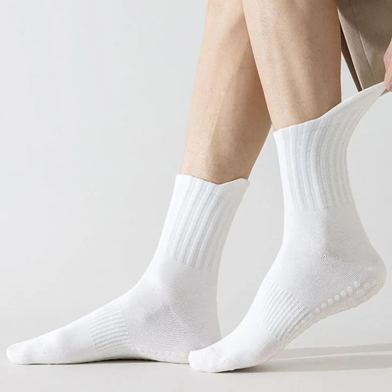 Chaussettes de yoga homme coton avec grip silicone - Anti-dérapantes pilates