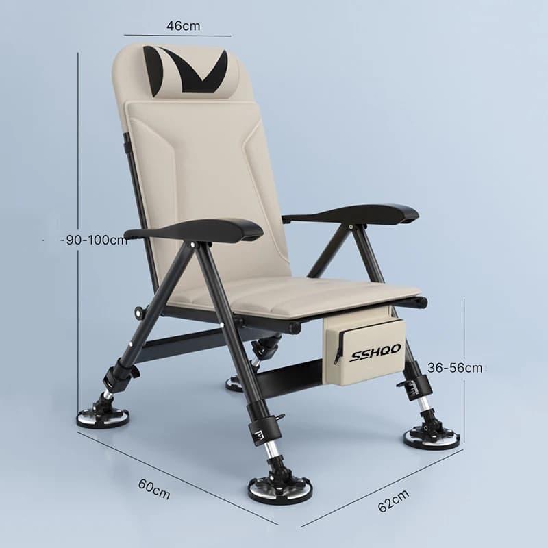 Chaise pêche pliante portable renforcée multilingue pour camping extérieur siège confortable pêcheur