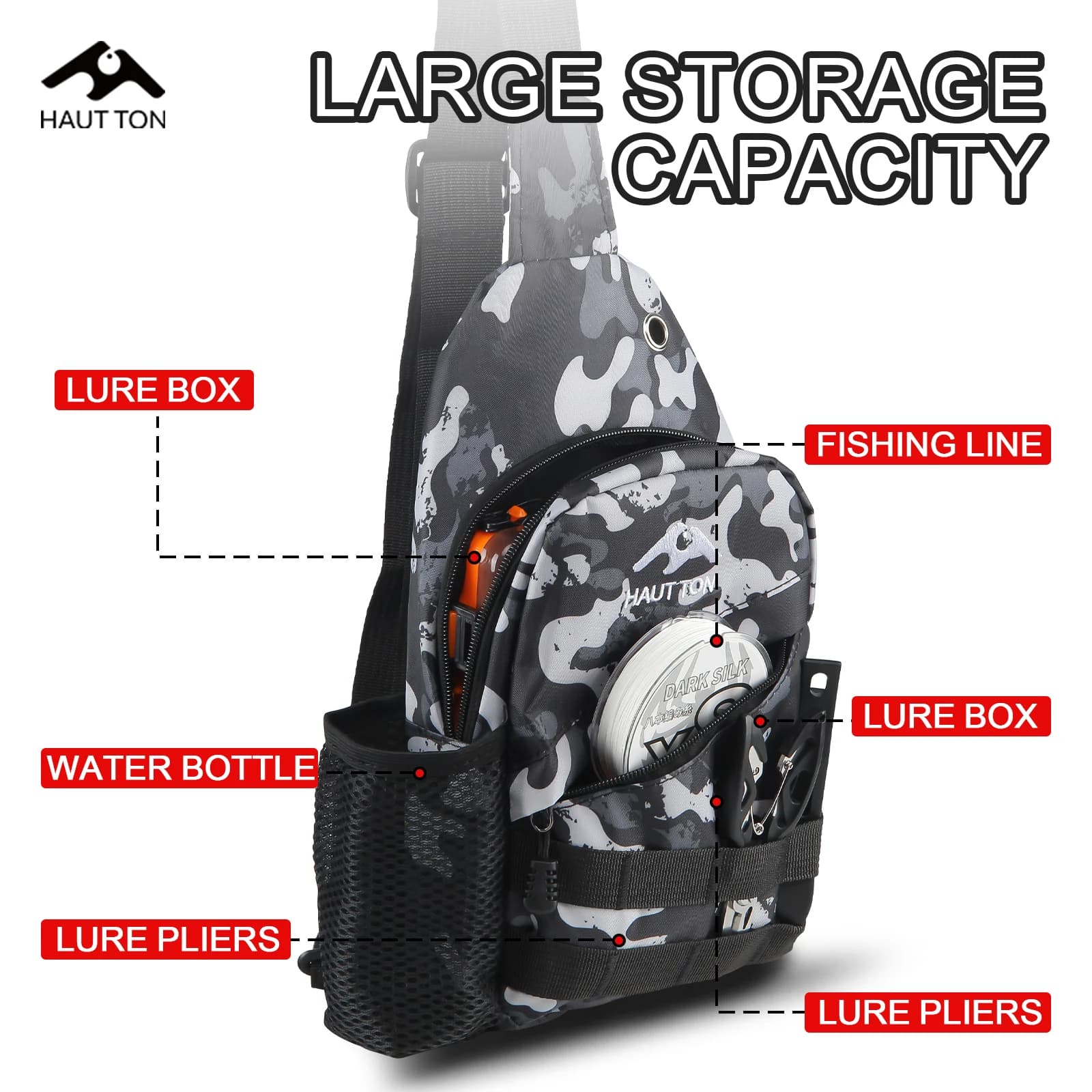 Sac à dos pêche léger HAUT TON waterproof oxford - Multifonction leurres cannes portable
