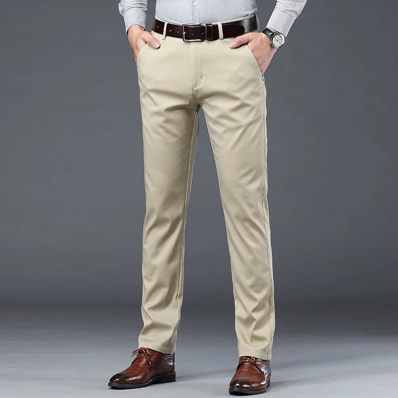 Pantalon costume slim homme été pour pêche business - Coton vert et coupe élégante pour pêche professionnelle