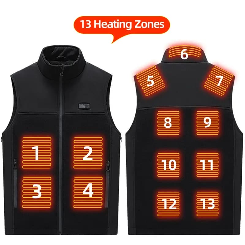 Gilet chauffant USB rechargeable pêche chasse - Veste électrique homme femme chauffante extérieure