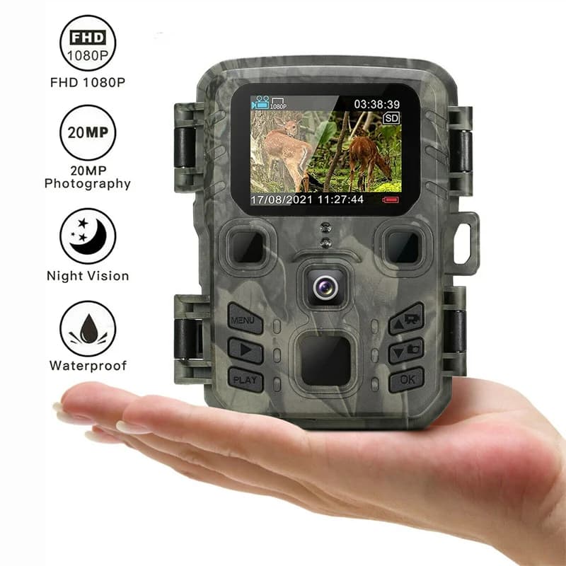 Mini caméra trail 4K 20MP étanche IP66 vision nocturne infrarouge pour monitoring faunique extérieur