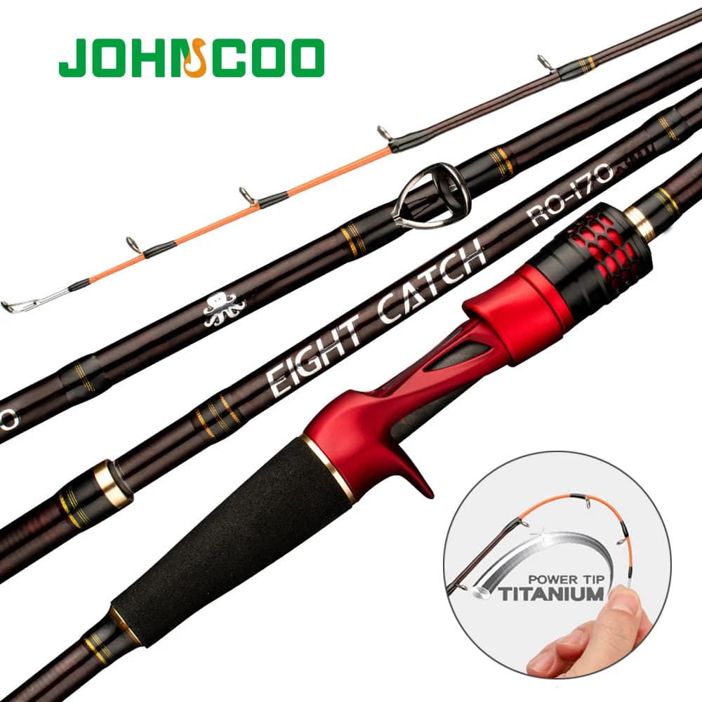 Canne à pêche Octopus Jigging 1.7m Carbone H Power - Pointe Titane 9:1 pour pêche en bateau