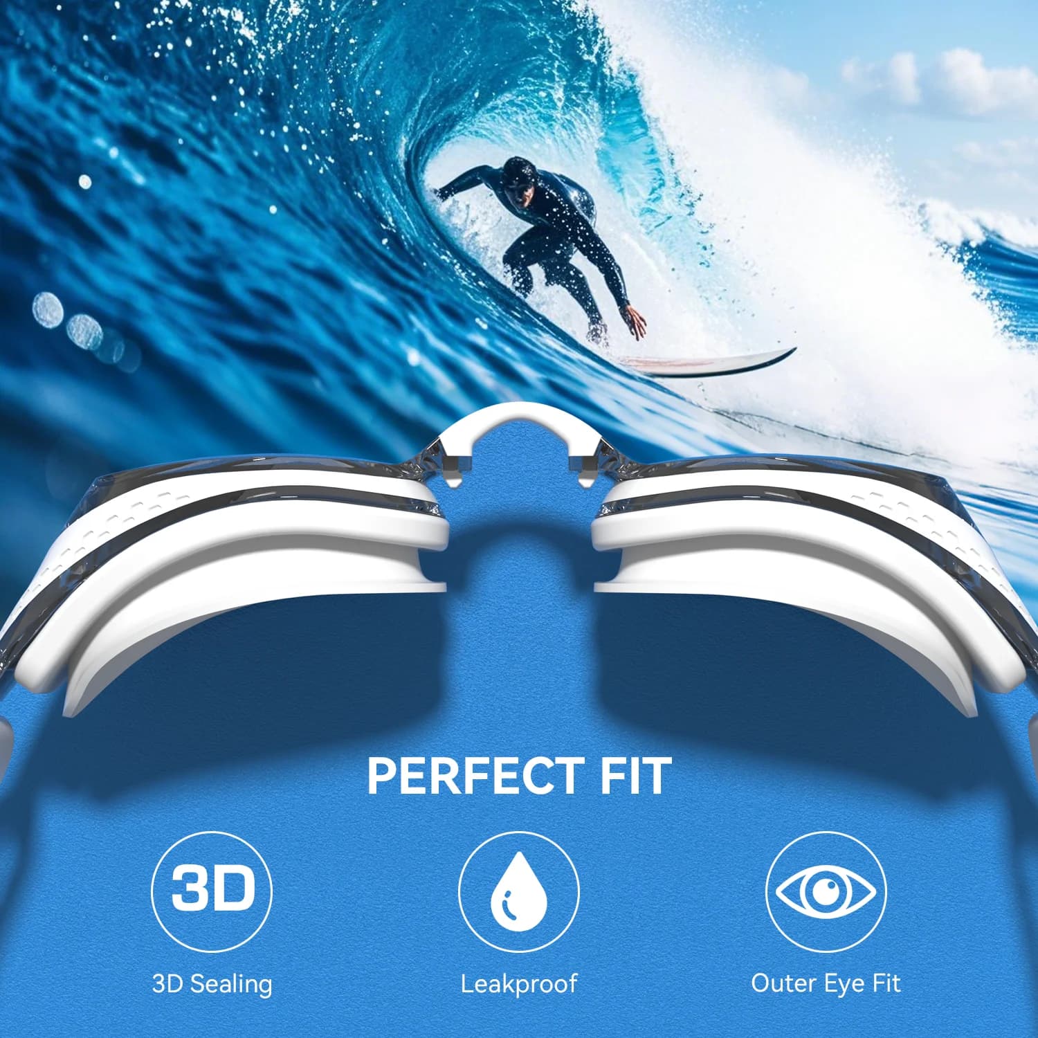 Lunettes de natation professionnelles anti-buée 100% étanches avec protection UV totale - tous âges