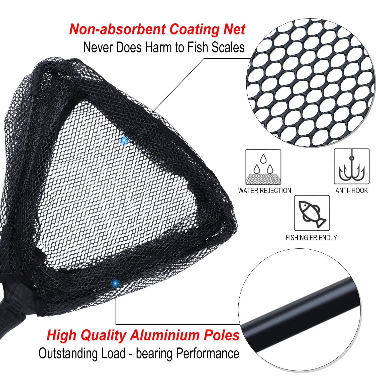 Filet de pêche Sougayilang rétractable pliable portable 70cm 95cm 115cm pour carnassiers