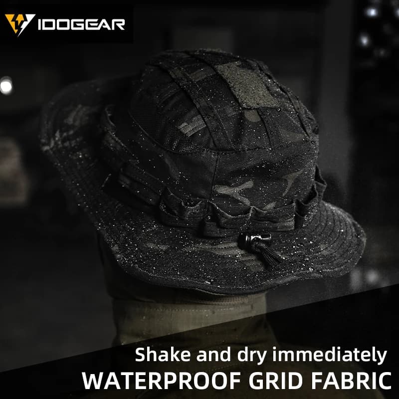 Chapeau de pêche tactique IDOGEAR boonie jungle à large bord réglable et respirant 3623