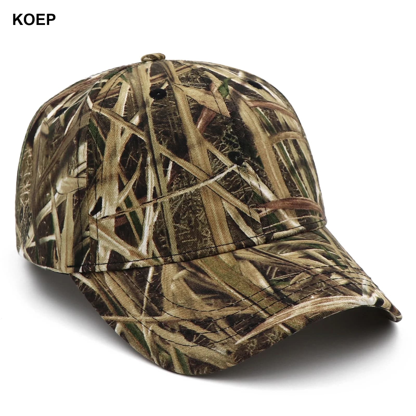 Casquette pêche camouflage roseaux jungle KOEP - Chapeau snapback coton pour pêche en eau douce