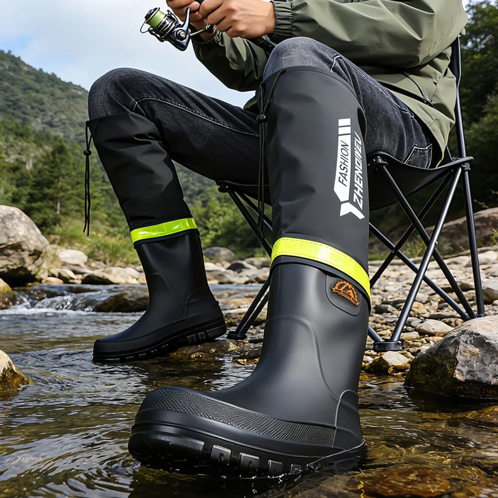 Bottes de pluie mode haut tube imperméables homme antidérapantes pour pêche et travail