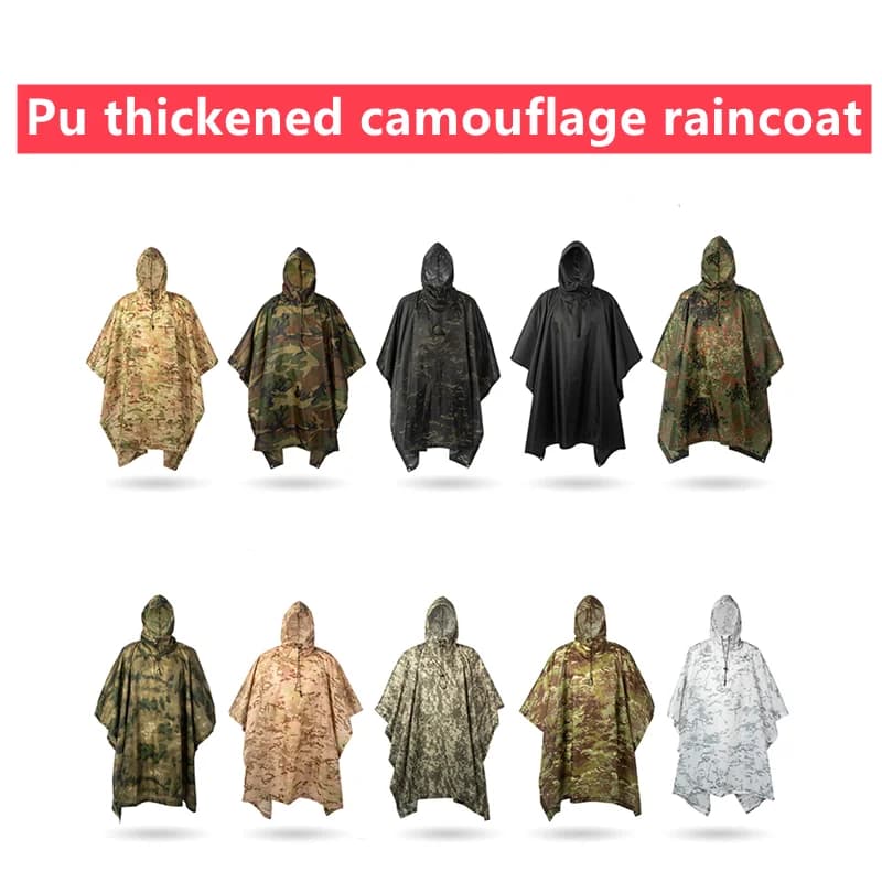 Poncho tactique pêche pluie - Protection imperméable discrète activités pêche