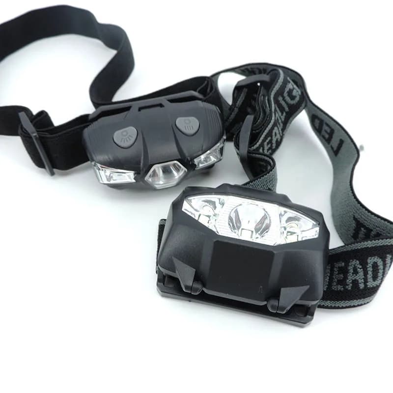 Petite lampe frontale 3 LED avec piles AA AAA et lumière rouge pour pêche, randonnée et camping léger