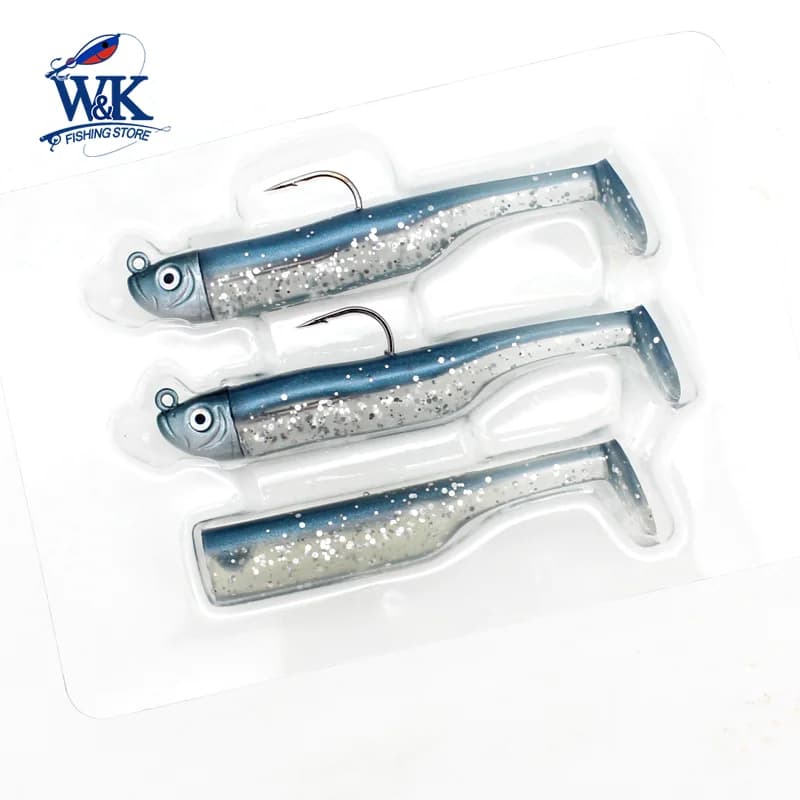 Kit Leurre Souple Slinky Shad 6cm avec Tête Plombée 5g pour Pêche aux Poissons de Roches