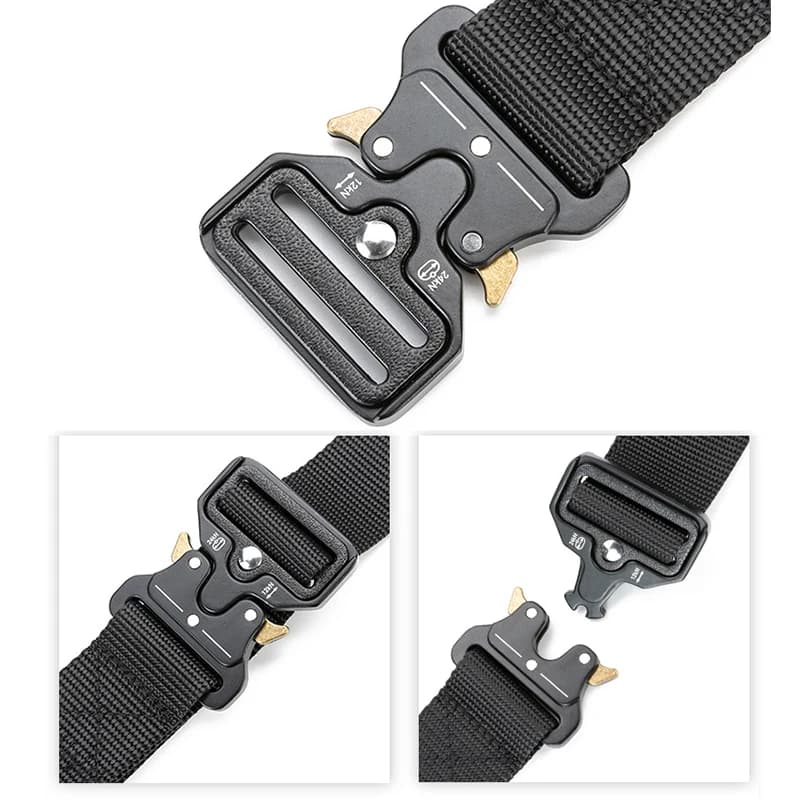 Ceinture militaire tactique nylon libération rapide pêche sport outdoor ceinture unisexe noir