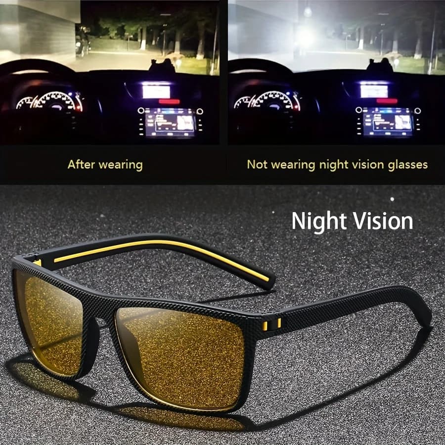 Lunettes de vision nocturne jaunes anti-éblouissement pour pêche et conduite - Protection UV complète