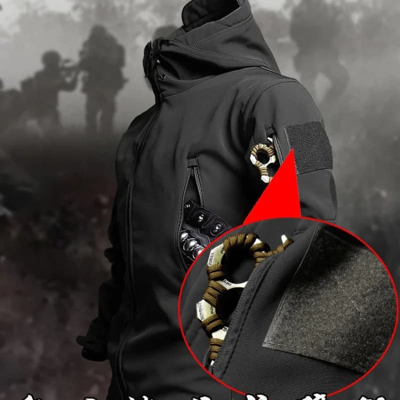 Combinaison tactique 2 pièces homme hiver avec veste à capuche et pantalon imperméable X7 - Tenue de pêche